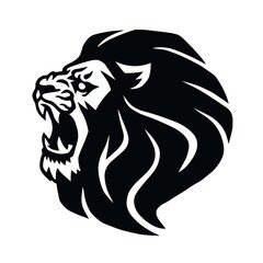 Wild Lion Roaring Vector Icon Logo Template