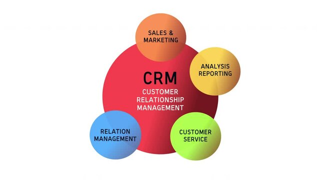 Customer Relationship Management Diagram Animation on White Background