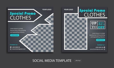 set of social media template for promotion clothes, with color grey