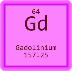Fototapeta premium Gd Gadolinium Lanthanide Chemical Element Periodic Table. Square vector illustration, colorful clean style Icon with molar mass and atomic number for Lab, science or chemistry education.