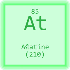 At Astatine Halogen Chemical Element Periodic Table. Square vector illustration, colorful clean style Icon with molar mass and atomic number for Lab, science or chemistry education.
