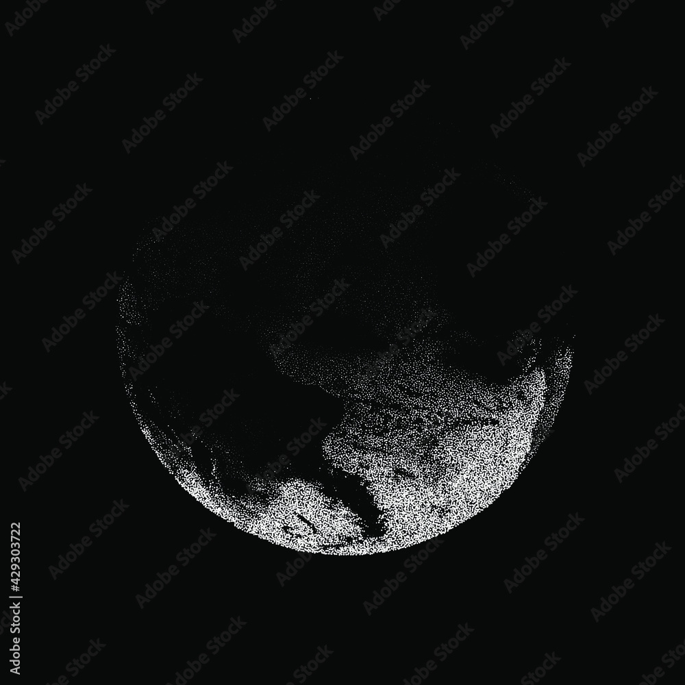 Poster An abstract orb composed of dots and particles. Vector illustration of a sphere.