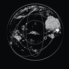 An abstract orb composed of dots and particles. Vector illustration of a sphere. © local_doctor