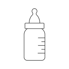 Baby feeder bottle icon isolated on white background. Plastic container for milk or formula infant feeding. Simple pictogram in linear style. Vector outline llustration.