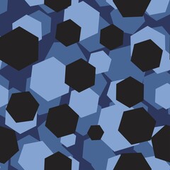 Fototapeta premium blue print camouflage hexagon. seamless pattern, abstraction. for print or banner or fabric