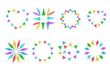A set of frames with colored checkboxes. Round, square and heart-shaped frames. Vector