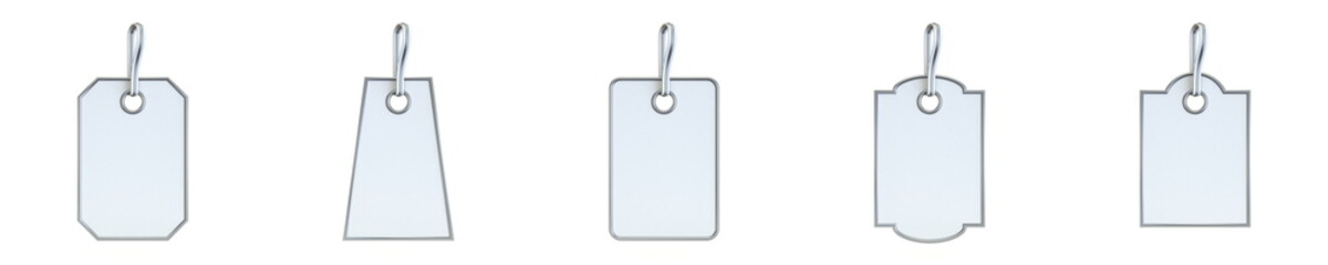 Set of five different shaped labels 3D