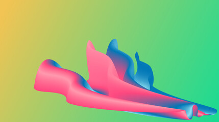 Colorful wavy lines, 3d abstraction. Colorful substance, similar to chewing gum