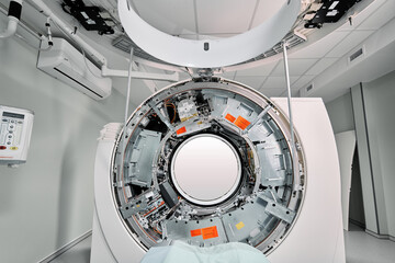 MRI - Magnetic resonance imaging scan device in Hospital. Medical Equipment and Health Care. CT - Computerized Tomography Scan Device in Hospital.