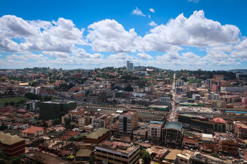 Fototapeta na wymiar Panoramic view of Kampala from minaret of National Mosque, Uganda