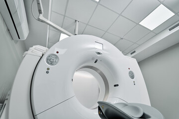 MRI - Magnetic resonance imaging scan device in Hospital. Medical Equipment and Health Care. CT -...