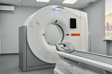 MRI - Magnetic resonance imaging scan device in Hospital. Medical Equipment and Health Care. CT -...