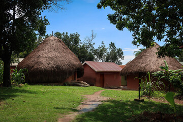 Plakat Traditional houses view near Kasubi Tombs in Kampala, Uganda