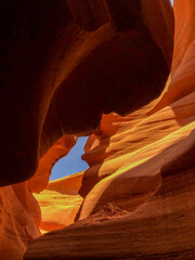 Golden Canyon Glow with Blue Sky