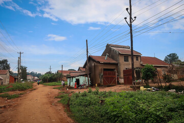 Rural area of Masaka region view with residential houses, Uganda - obrazy, fototapety, plakaty