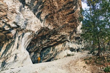 Beautiful Limestone cave, Old Oolitic stone quarries in Massone, The extracted stone, called...