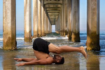 Yoga Male Afro-American Instructor in Plow Pose