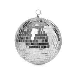 Bright shiny disco ball isolated on white