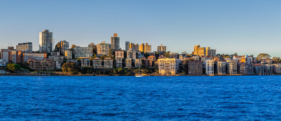 Panoramic view of Sydney Harbour apartments and residential area NSW Australia 