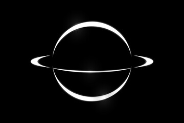 Abstract white saturn with glowing light ring on background © AITTHIPHONG