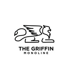 Fototapeta na wymiar premium black minimal Griffin Mythical Creature Emblem mascot Line Vector Design Logo 