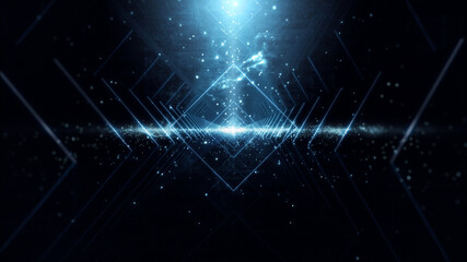 Illumination Abstract Background. Futuristic VJ motion graphics, club concert with projection mapping and nebula background .