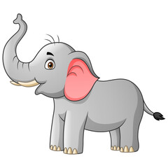 Funny elephant cartoon. Vector illustration