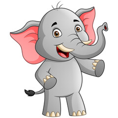 Fototapeta premium Cute elephant cartoon character. Vector illustration