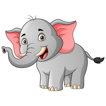 Cartoon elephant smile. Vector illustration