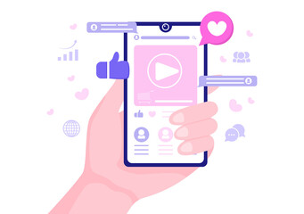 Social Media Marketing Illustration For Advertising Online Service Platform, Online Course, Analytic, Ad Management Software, Website