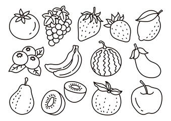 Fruits and vegetables cut-illustration line-art