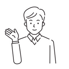 案内する若い男性