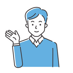 案内する若い男性