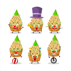 Cartoon character of ice cream melon cup with various circus shows