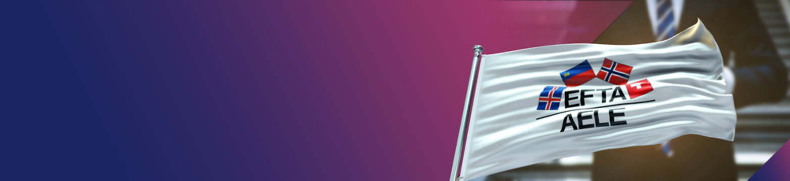 EFTA Flag with Businessman and large Gradient Single Flag 