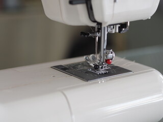 Closeup sewing machine accessories equipment