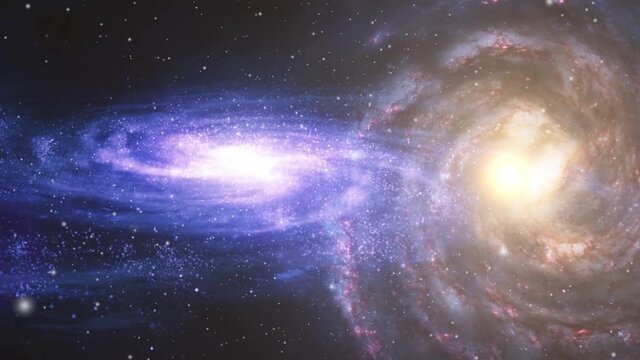 two galaxies in the expanding universe, the universe.
