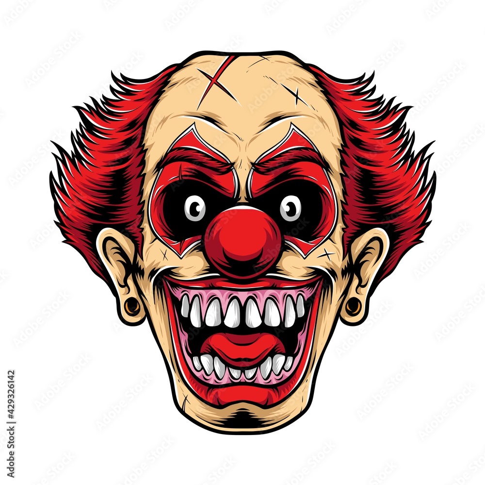 Wall mural scary red clown vector logo