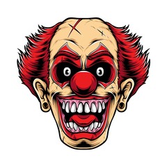 scary red clown vector logo