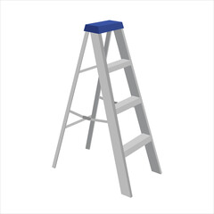 Realistic 3d Detailed Metallic Step Ladder Equipment for Work Repair Symbol of Success. Vector illustration of Stepladder or Staircase