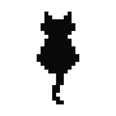 Cute kitten domestic pet pixel art - isolated vector. Cat 8 bit.