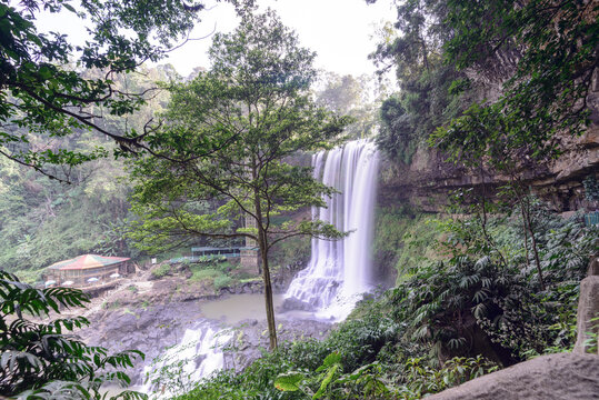 Dambri waterfall has a height of 57 and a width of 30 meters. The average amount of water is 2830mm. This is a beautiful waterfall in Bao Loc city, Lam Dong province, Vietnam. Time: April 21, 2021.