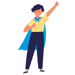 Fototapeta na wymiar Super Mom Mother wear cape flying pose superhero family in flat vector illustration isolated on white background