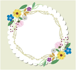 アンティークフレーム　レース　花