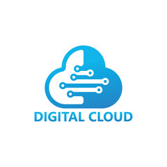 Digital cloud logo template design