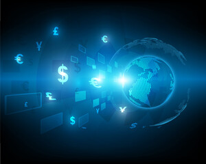 Global currency exchange and money transfer symbols