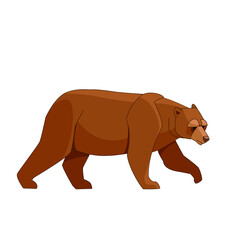 Obraz na płótnie Canvas Big brown bear walking. Cartoon flat style vector illustration isolated on white background