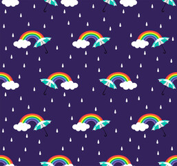 Abstract. Raindrop pattern seamless monsoon season background. design for mask face, pillow, clothing, fabric, gift wrap. Vector.