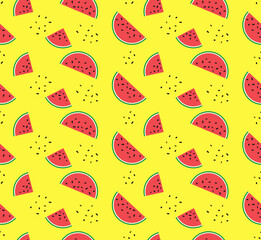 Abstract. Watermelon pattern seamless summer background. design for mask face, pillow, clothing, fabric, gift wrap. Vector.