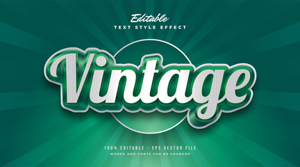 White and Green Vintage Text Style with 3D and Embossed Effect. Editable Text Style Effect